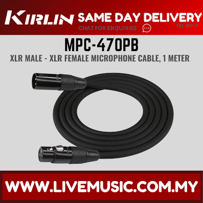 Kirlin MPC-470PB 3 Pin Metal Connector Microphone Cable XLR Male to XLR Female Mic Cable - 1/3/6/10 Meter(MPC 470PB/MPC470PB)