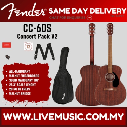 Fender CC-60S Concert Acoustic Guitar Pack - All Mahogany (CC60S)