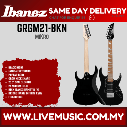 Ibanez GRGM21 RG miKro Series Solid Body Electric Guitar - Black Night ( GRGM21-BKN )