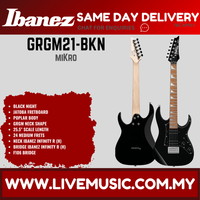 Ibanez GRGM21 RG miKro Series Solid Body Electric Guitar - Black Night ( GRGM21-BKN )
