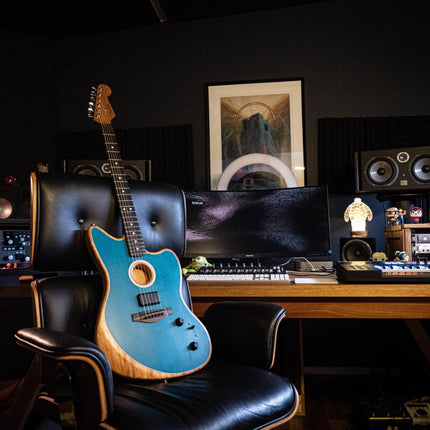 Fender American Acoustasonic Jazzmaster Acoustic Guitar with Bag, Ebony Fretboard - Ocean Turquoise