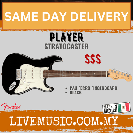 Fender Player Stratocaster Electric Guitar, Pau Ferro Fretboard - Black