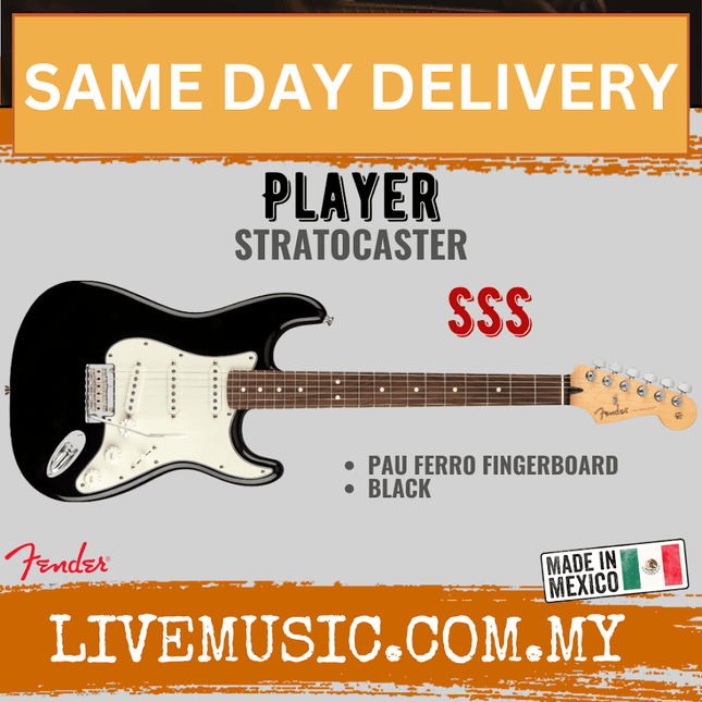Fender Player Stratocaster Electric Guitar, Pau Ferro Fretboard - Black