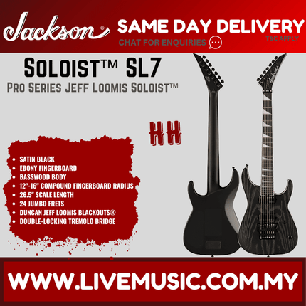 Jackson Pro Series Jeff Loomis Signature Soloist SL7 Electric Guitar, Black