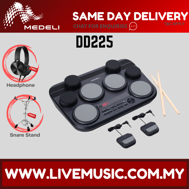 Medeli DD225 8 Pads Portable Tabletop Electric Drum with USB and Built In Speaker ( DD-225 DD 225 )