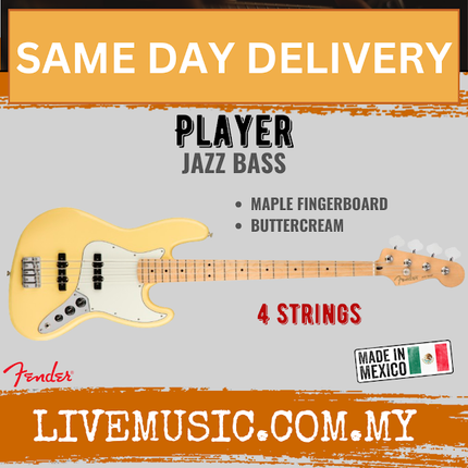 Fender Player Jazz Bass Guitar, Maple Fretboard - Buttercream