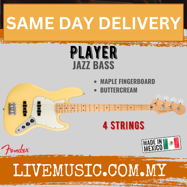 Fender Player Jazz Bass Guitar, Maple Fretboard - Buttercream
