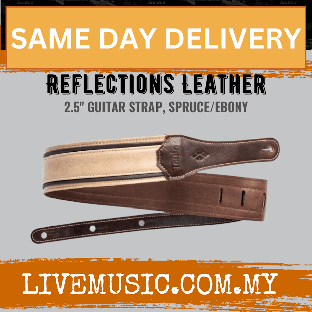Taylor Reflections 2.5 Leather Guitar Strap, Spruce/Ebony