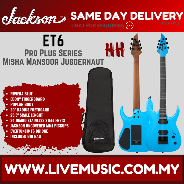 Jackson ET6 Pro Series Misha Mansoor Juggernaut Electric Guitar, Ebony FB, Silverburst Sparkle ( ET-6 / ET 6 )
