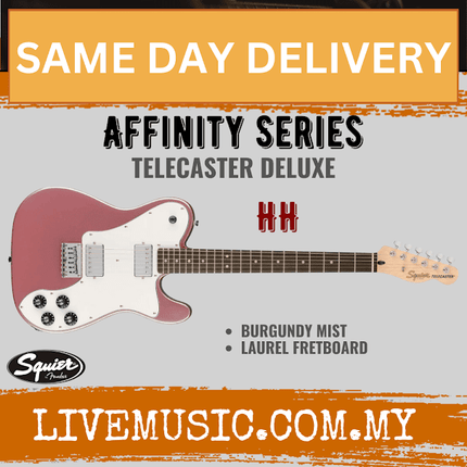 Squier Affinity Series Telecaster Deluxe HH Electric Guitar, Laurel Fretboard - Burgundy Mist