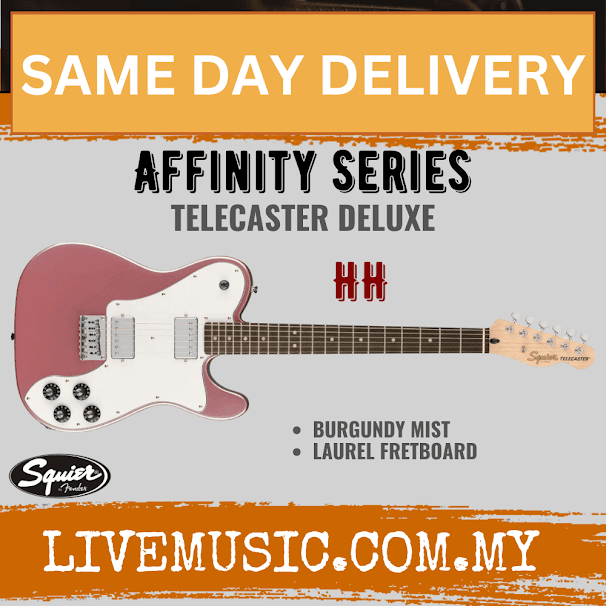 Squier Affinity Series Telecaster Deluxe HH Electric Guitar, Laurel Fretboard - Burgundy Mist