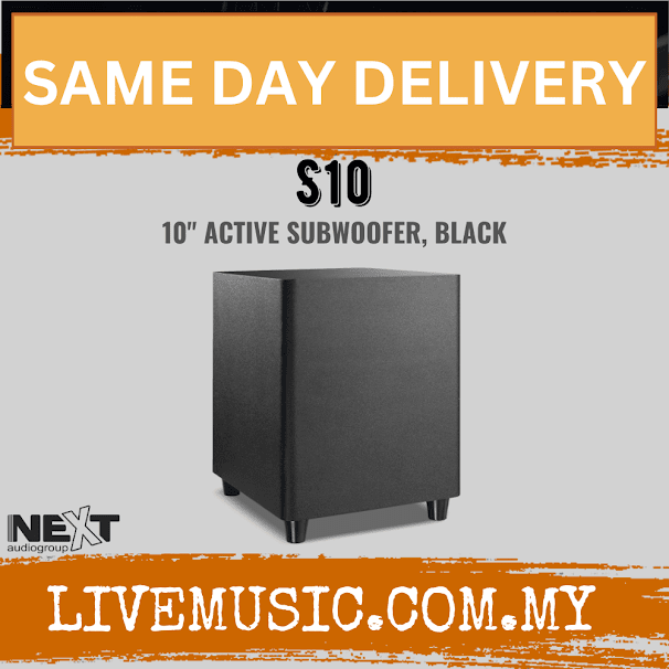 NEXT Audio S10 10" Active Subwoofer with High Level Inputs - Black ( S-10 / S 10 )