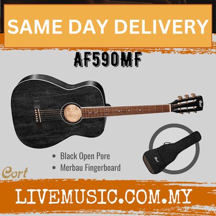 Cort AF590MF - Acoustic Guitar with Gig Bag - Black (AF 590MF/AF-590MF)