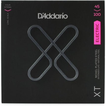 D'Addario XTB45100 XT Nickel Plated Steel Electric Bass String Set (Daddario)