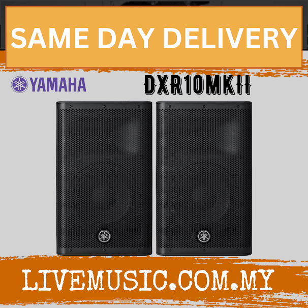 Yamaha  DXR10 MKII 1100-Watt 10 inch Powered Speaker w/Speaker Stand - Pair ( DXR-10 / DXR 10 / MKII )