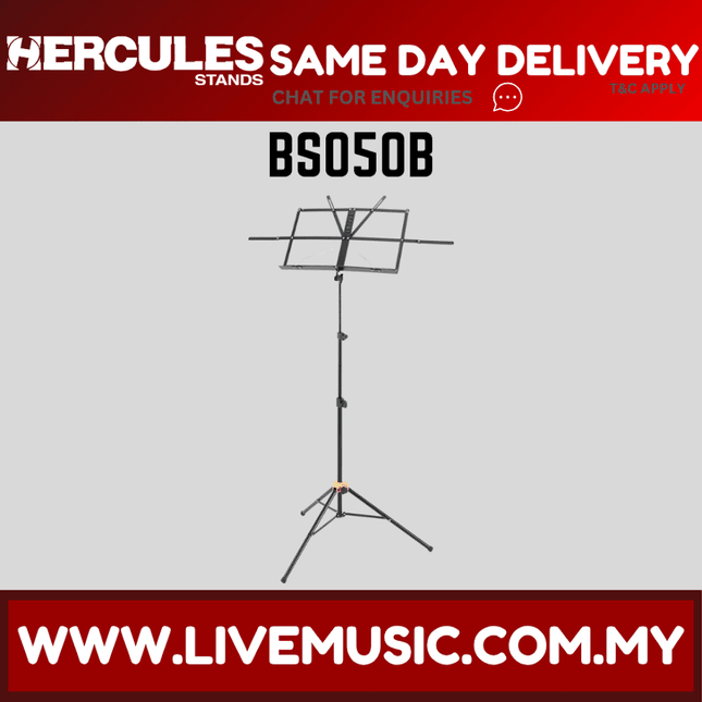 Hercules BS050B 3-Section Music Stand with Bag (BS-050B)