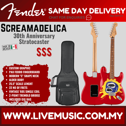 Fender 30th Anniversary Screamadelica Stratocaster Electric Guitar, Pau Ferro FB, Custom Graphic