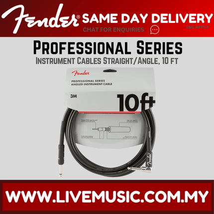 Fender Professional Series Angled Instrument Cable, 10ft - Black