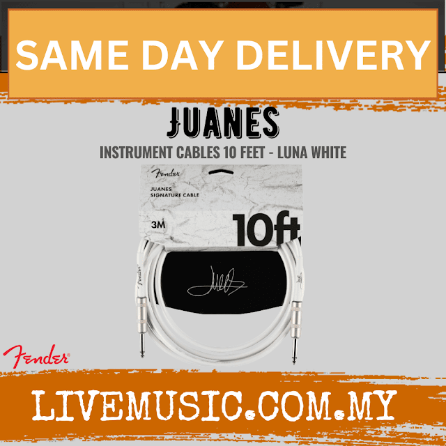 Fender Juanes 10ft Instrument Cable, Luna White