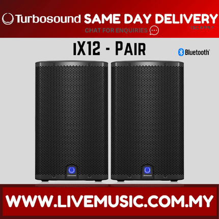 Turbosound iX12 2-Way 12" Powered Loudspeaker  w/Wireless Mic, Speaker Stand And Cable - Pair ( iX-12 / iX 12 )