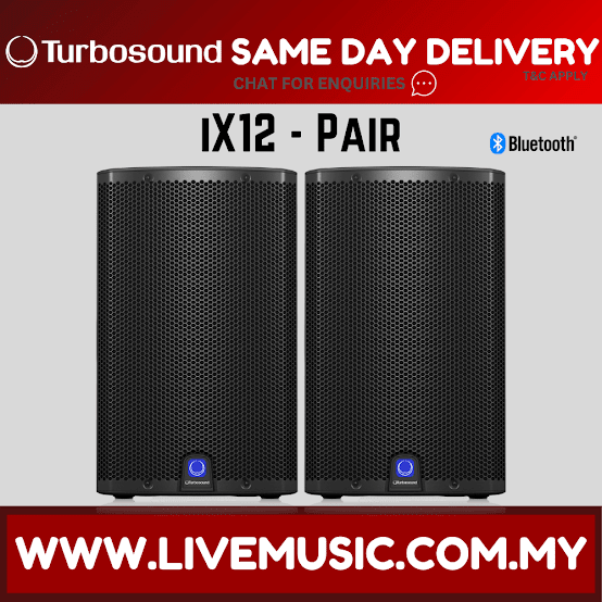 Turbosound iX12 2-Way 12" Powered Loudspeaker  w/Wireless Mic, Speaker Stand And Cable - Pair ( iX-12 / iX 12 )