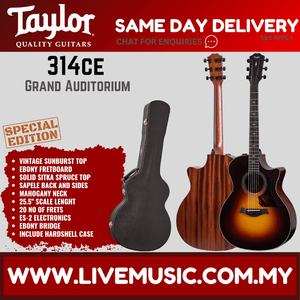 Taylor Special Edition 314ce Sapele/Spruce Acoustic-Electric Guitar, Vintage Sunburst Top