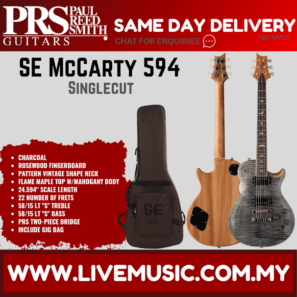 PRS SE McCarty 594 Singlecut Electric Guitar w/GigBag, Rosewood FB, Charcoal