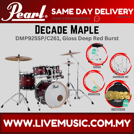 Pearl Decade Maple DMP925SP/C 5-Piece Drum Set with KDZ141620 Cymbals Set and Hardware