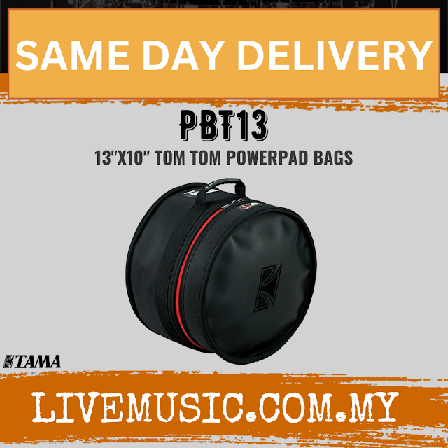 TAMA PBT13 Powerpad 10x13 tom drum bag, black with red trim and handle