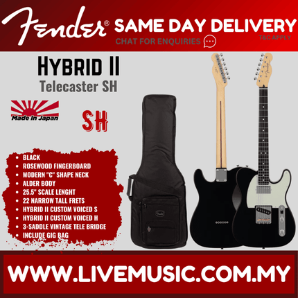 Fender Japan Hybrid II Telecaster SH Electric Guitar, RW FB