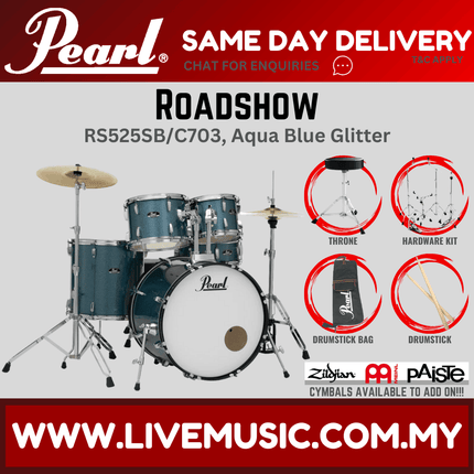 Pearl Roadshow RS525SB/C Drum Set with Hardware, Drum Throne, Drumsticks Without Cymbal Set ( NO CYMBAL )