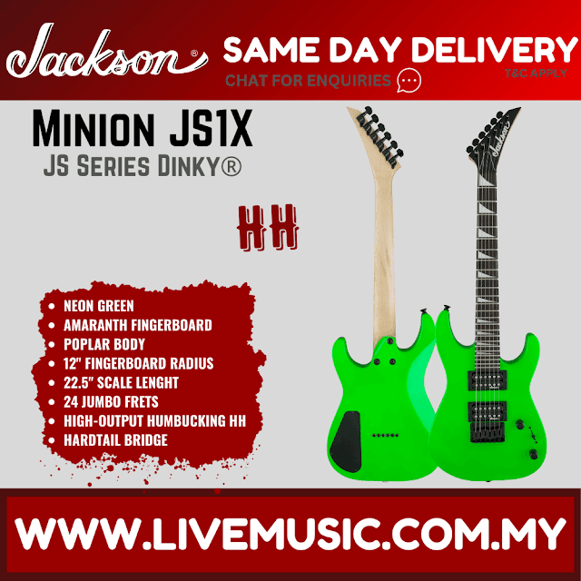 Jackson JS1X JS Series Dinky Minion Electric Guitar, Amaranth Fretboard - Neon Green (JS1x/JS 1X)