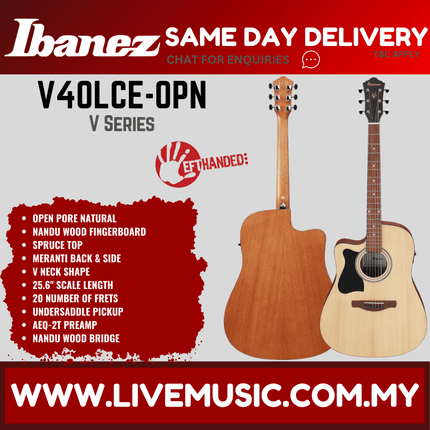 Left-handed acoustic-electric guitar in open-pore natural with EQ-21 preamp