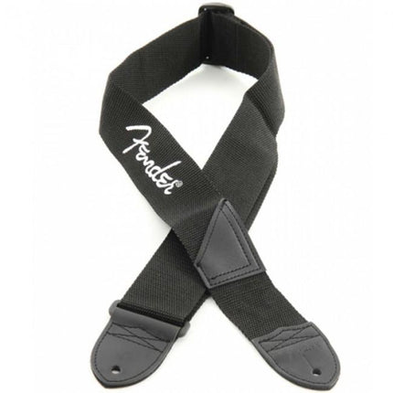 Fender Poly Guitar Strap, Black with White Logo