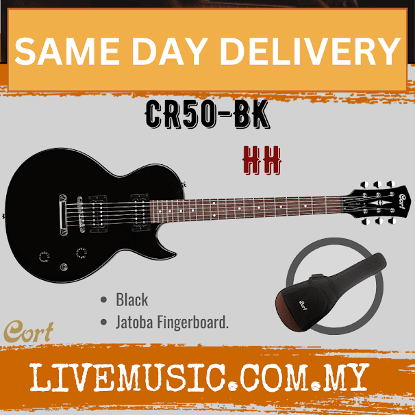 Cort CR50 Electric Guitar Jatoba Fretboard with Gig Bag - Black (CR-50/CR 50)