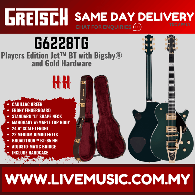 Gretsch G6228TG-PE Players Edition Jet Electric Guitar w/Bigsby, Cadillac Green