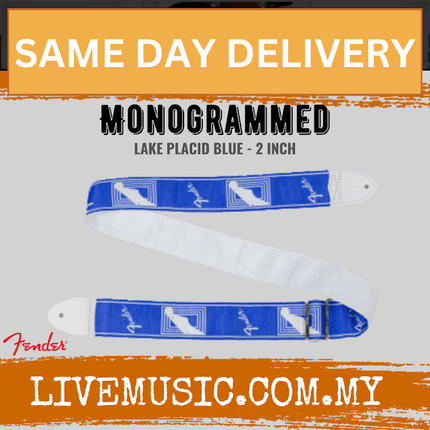 Fender 2inch Monogrammed Guitar Strap, Lake Placid Blue