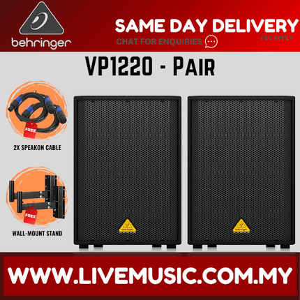 Behringer VP1220 800-watt 12'' Passive Speaker w/Speaker Stand and Cable - Each / Pair ( VP-1220 / VP 1220 )