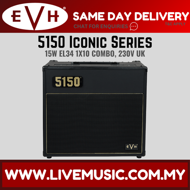 EVH 5150 Iconic Series 15W 1x10 EL34 Guitar Amplifier Head, 230V UK
