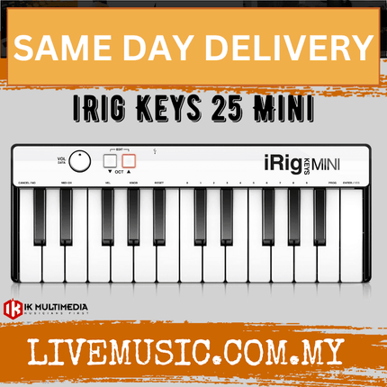 IK Multimedia iRig Keys Mini - 25 Key Universal Mini Keyboard Controller