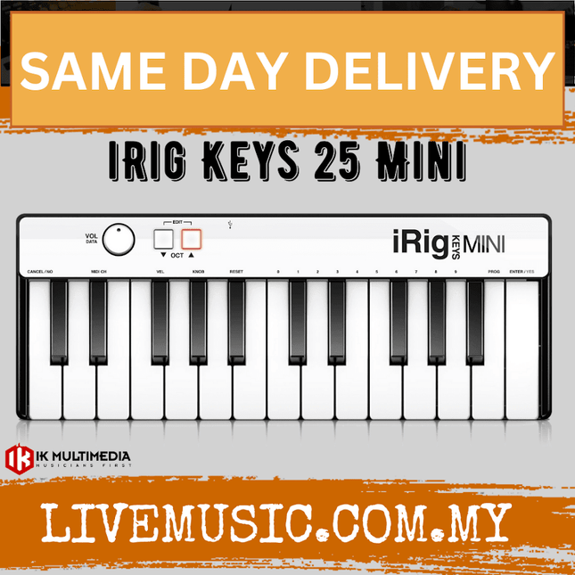IK Multimedia iRig Keys Mini - 25 Key Universal Mini Keyboard Controller