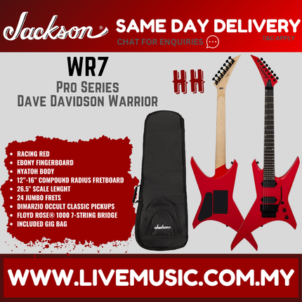 Jackson WR7 Pro Series Signature Dave Davidson Warrior Electric Guitar, Ebony FB, Ferrari Red ( WR-7 / WR 7 )
