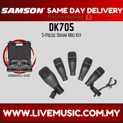 Samson DK705 5 Piece Drum Mic Kit With Case ( DK-705 / DK 705)