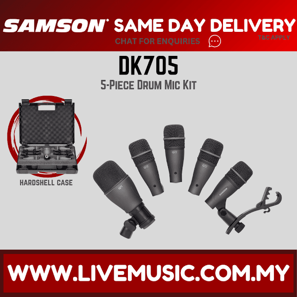 Samson DK705 5 Piece Drum Mic Kit With Case ( DK-705 / DK 705)