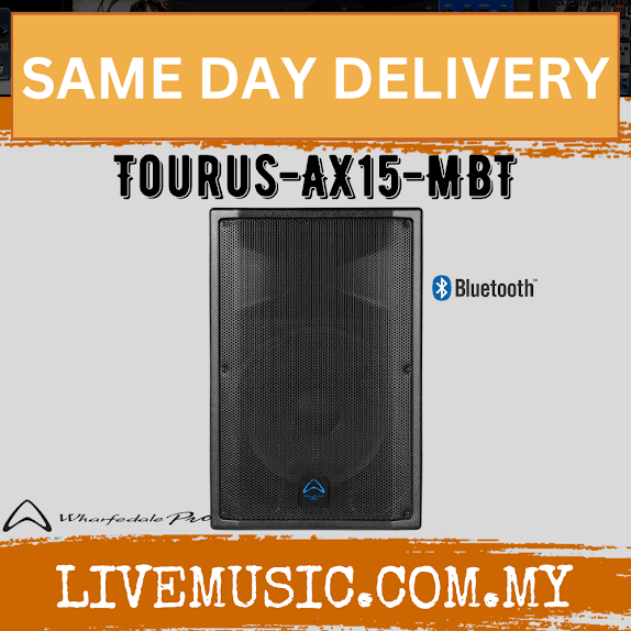 WHARFEDALE PRO TOURUS-AX15MBT black loudspeaker cabinet with Bluetooth icon