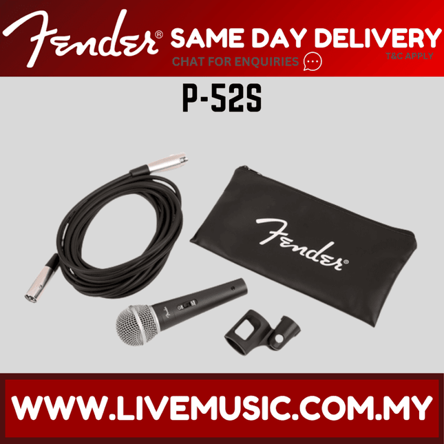 Fender P-52S Dynamic Microphone Kit, Black ( P52S / P 52S )