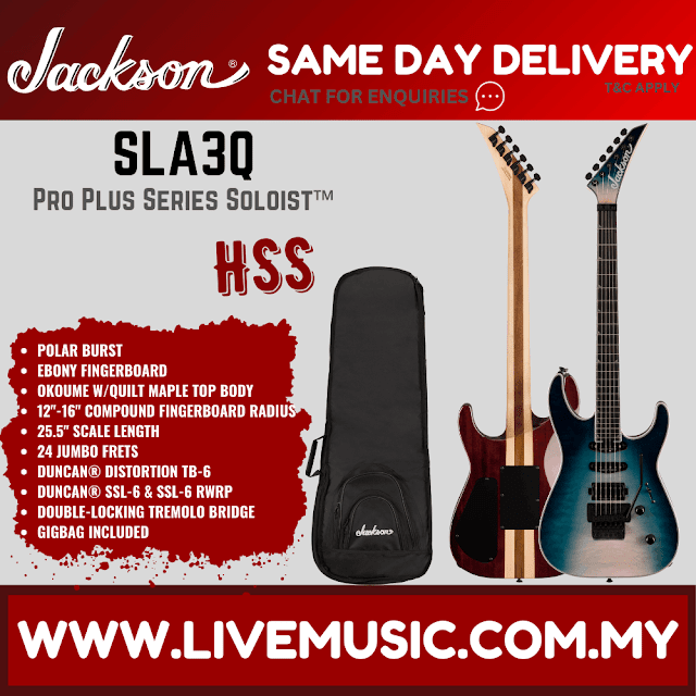 Jackson Pro Plus Series Soloist SLA3Q Electric Guitar, Ebony FB, Polar Burst