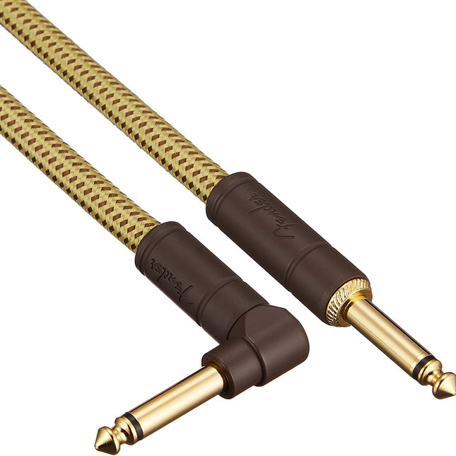 Fender Deluxe Series Angled Instrument Cable, 15ft - Tweed