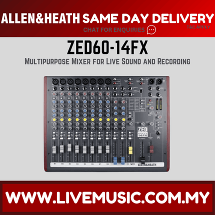 Allen & Heath ZED60-14FX Mixer with USB and Effects ( ZED6014FX / ZED60 14FX )