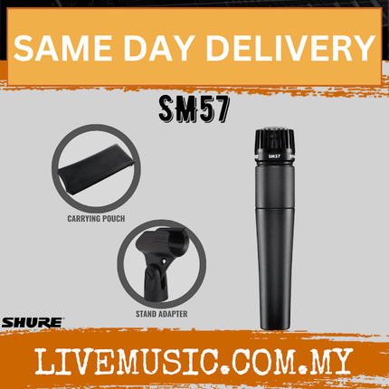 Shure SM57 - Dynamic Instrument Microphone Includes Mic Cable, Stand Adapter and Zippered Carrying Case (SM-57/SM 57)